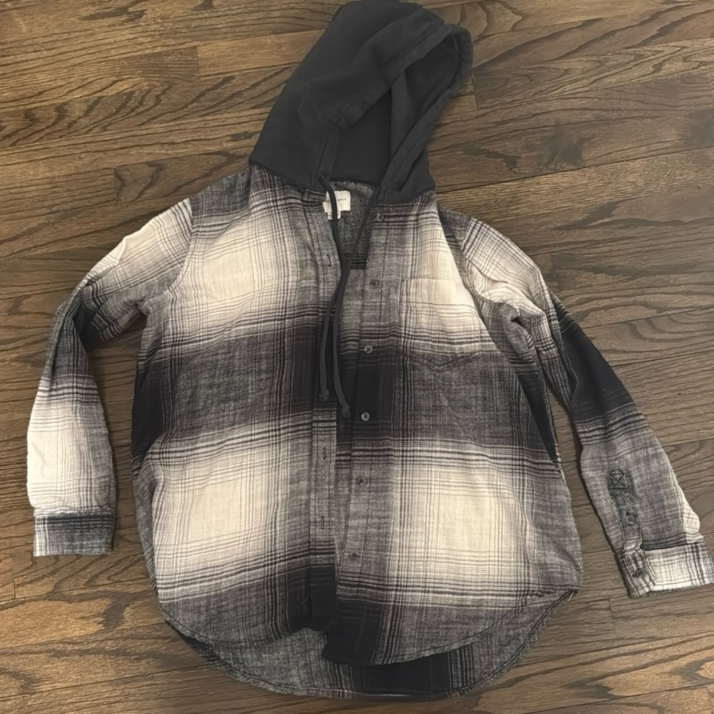 American Eagle Hooded Flannel Shirt